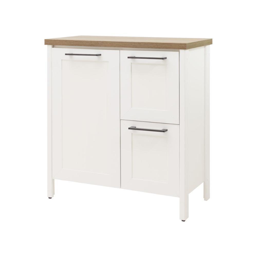 Aparador Buffet Ditália 1pt 2gav C/ Espelho Bn-01 Cor:branco Branco - 1