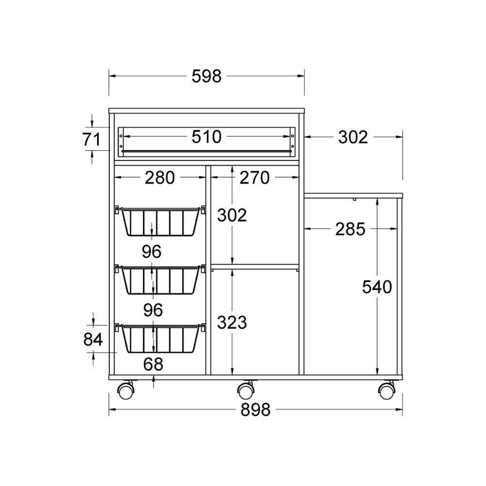 Balcão Fruteira Multiuso Mf-185 Carvalho Branco Ditália - 4