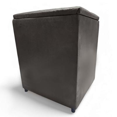 Puff Baú Banqueta Quadrado Cubo Decorativo Courino E Suede Marrom Suede