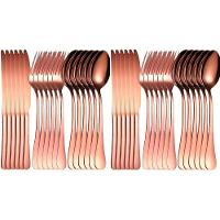 Kit Talheres 36pçs P-12 Pessoas Colher Garfo Faca Inox Rose - 1