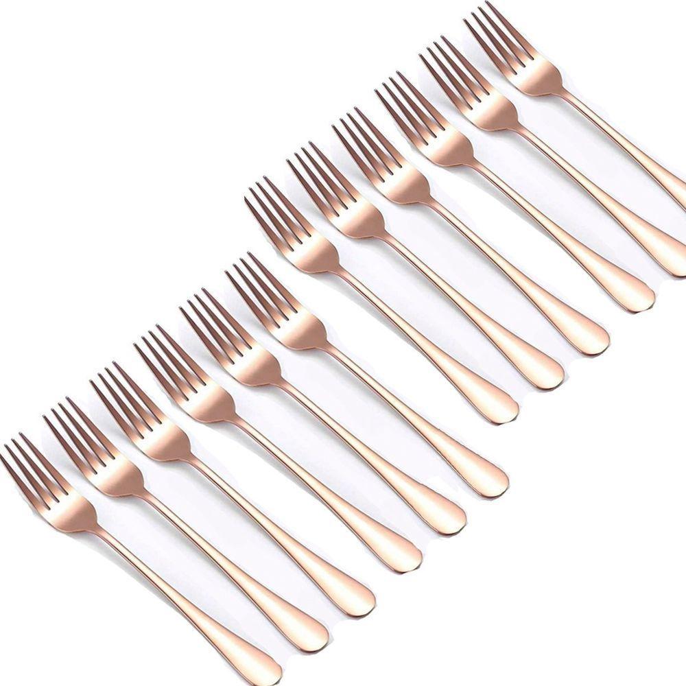Kit Jogo De Garfos De Mesa Rose Gold 12pçs Inox Rústico Luxo - 1