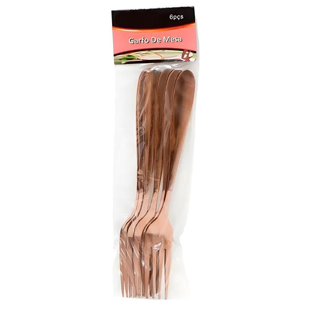 Kit Jogo De Garfos De Mesa Rose Gold 12pçs Inox Rústico Luxo - 3