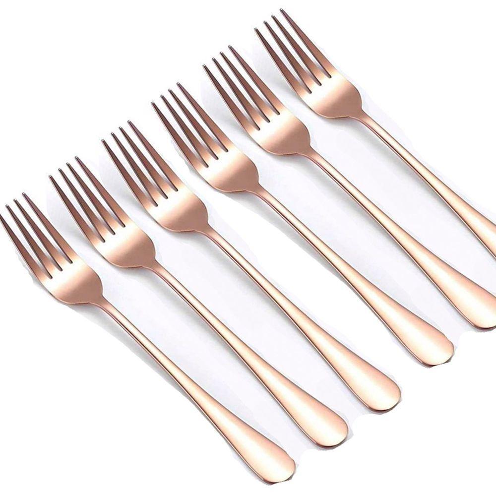 Conjunto 6pçs Garfos De Mesa Inox Rose Gold Luxo Rústico - 2