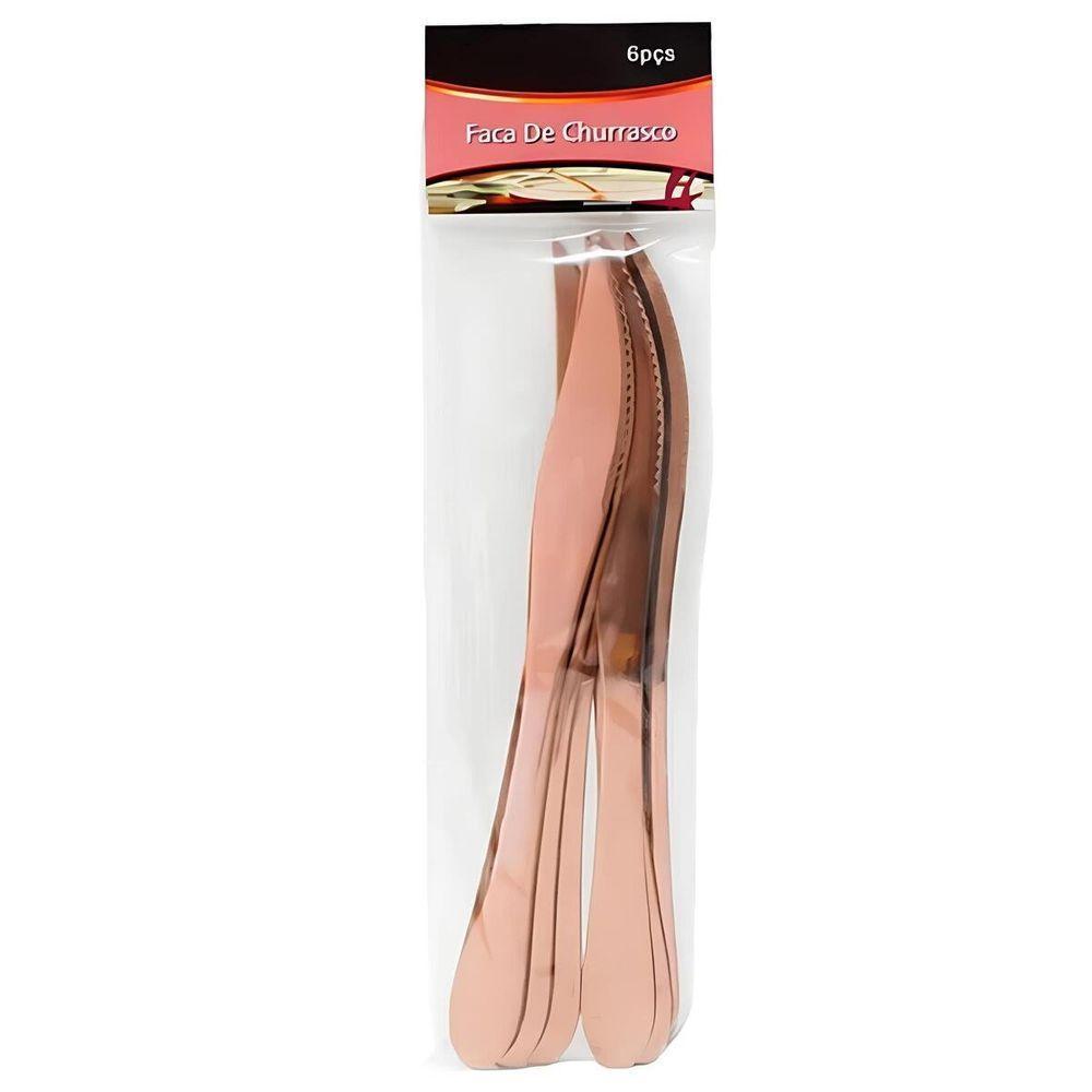 Kit Jogo De Cortes De Mesa Rose Gold 12pçs Inox Rústico Luxo - 3