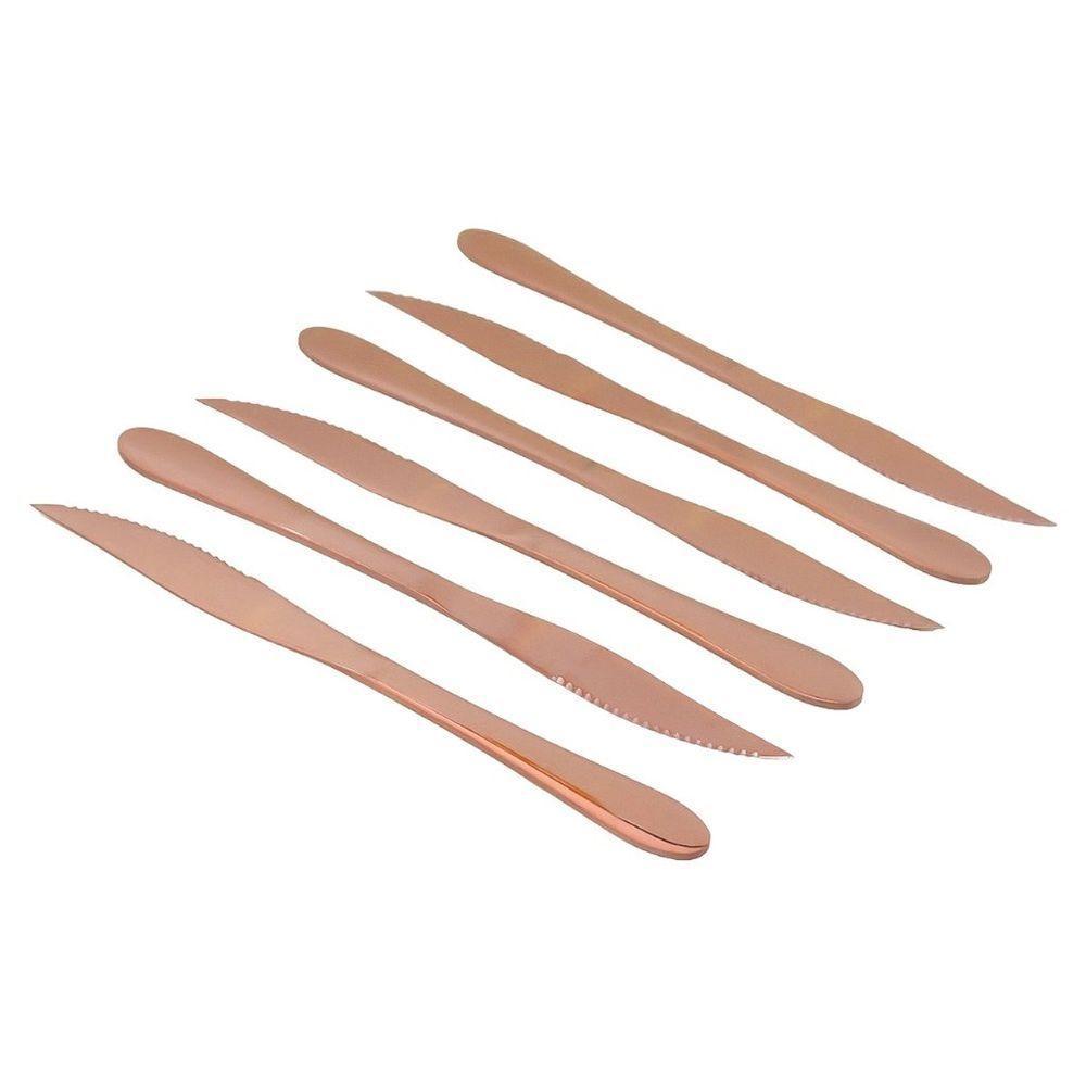 Kit Jogo De Cortes De Mesa Rose Gold 12pçs Inox Rústico Luxo - 5