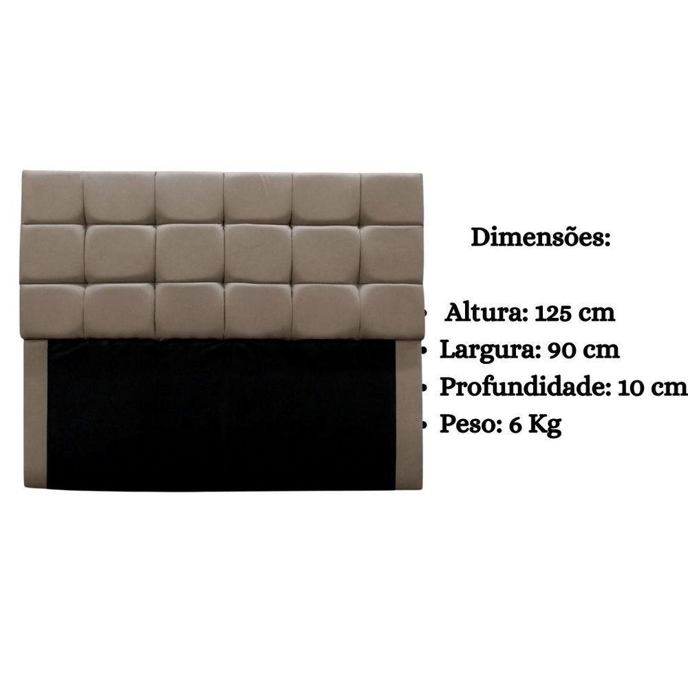 Cabeceira Cama Box Estofada Solteiro 90 Cm Gabriela Suede Bege Escuro - 8