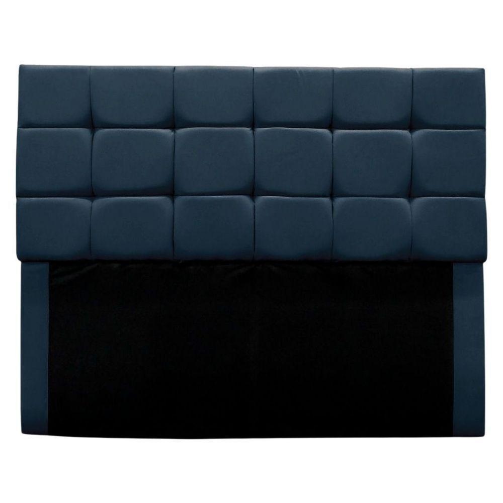 Cabeceira Cama Box Estofada Solteiro 90 Cm Clara Suede Azul Marinho - 1