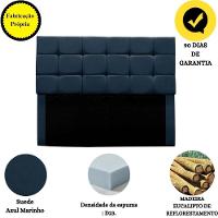 Cabeceira Cama Box Estofada Solteiro 90 Cm Clara Suede Azul Marinho