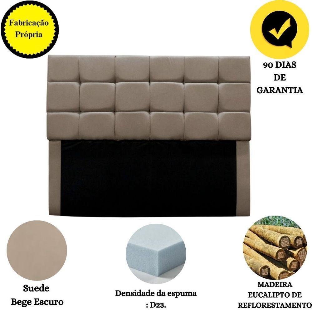 Cabeceira Cama Box Estofada King 195 Cm Clara Suede Bege Escuro - 4