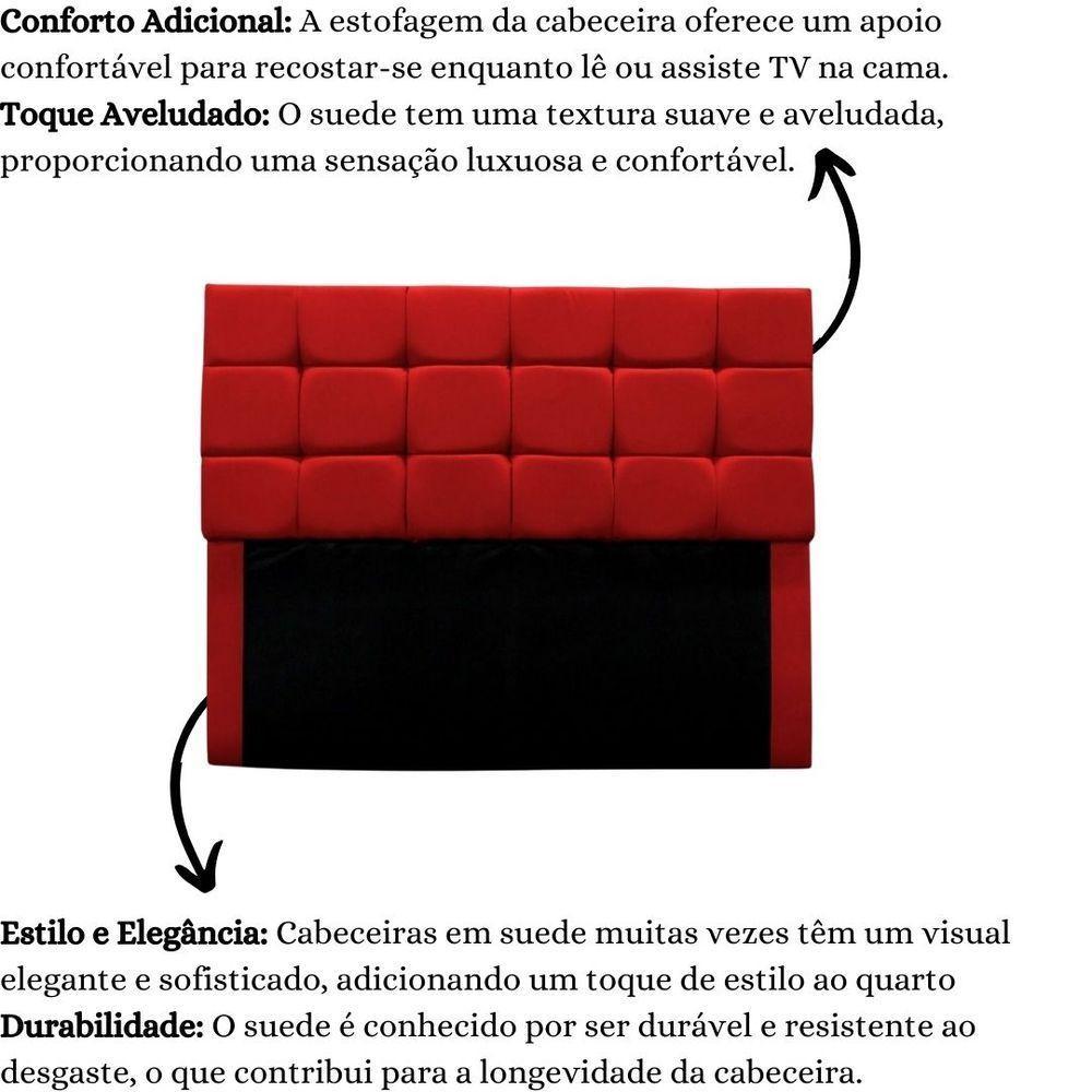 Cabeceira Cama Box Estofada King 195 Cm Clara Suede Vermelho - 5