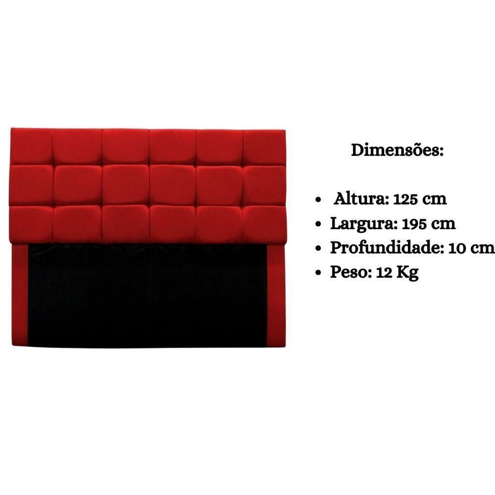 Cabeceira Cama Box Estofada King 195 Cm Clara Suede Vermelho - 8