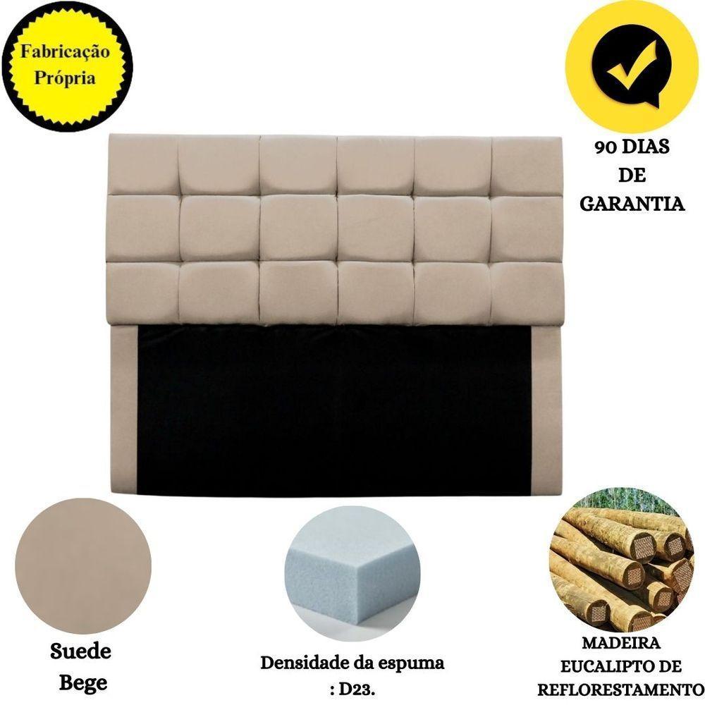 Cabeceira Cama Box Estofada King 195 Cm Clara Suede Bege - 4