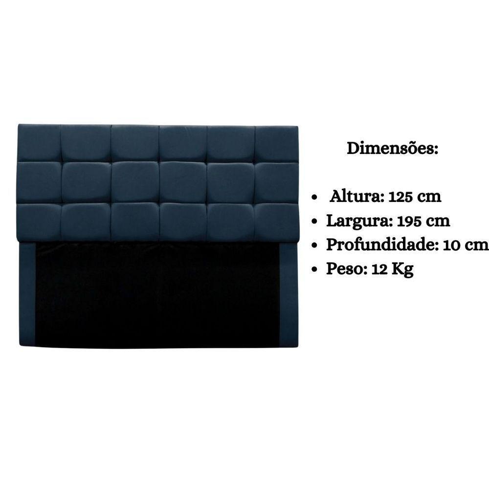 Cabeceira Cama Box Estofada King 195 Cm Gabriela Suede Azul Marinho - 8