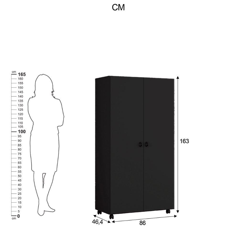 Armário Multiuso Ditália 2 Portas Com Rodízios Ar-70 Preto - 3
