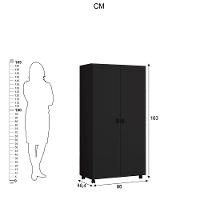 Armário Multiuso Ditália 2 Portas Com Rodízios Ar-70 Preto - 3