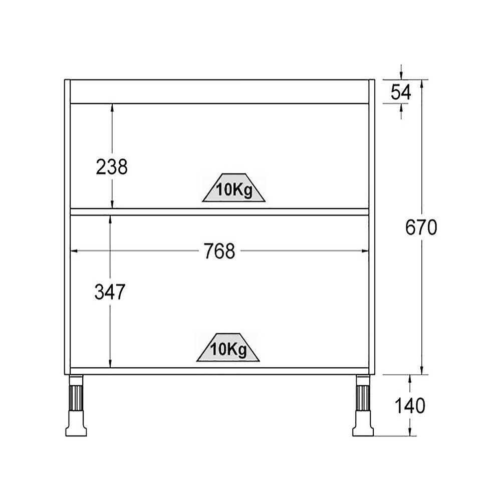 Balcão Cozinha Ditália Aspen 2pt C/tampo Cd-102 Cv/branco - 2