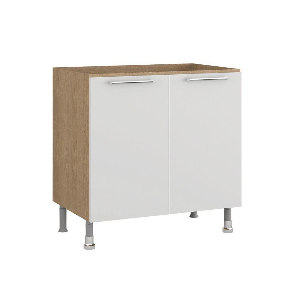 Balcão Cozinha Ditália Aspen 2pt Cd-102 Carvalho/branco - 1