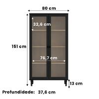 Armário Multiuso 2 Portas De Vidro Ditália Luz E-957 Preto - 7