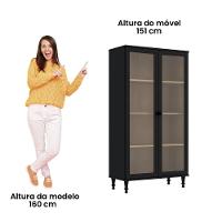 Armário Multiuso 2 Portas De Vidro Ditália Luz E-957 Preto - 8