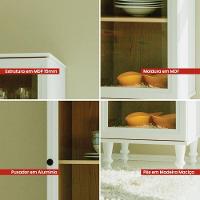 Cristaleira Estante Para Livros Ditália 1 Porta Vidro E-963 Cor:branco Branco - 2