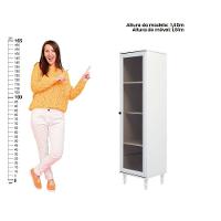 Cristaleira Estante Para Livros Ditália 1 Porta Vidro E-963 Cor:branco Branco - 5