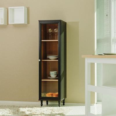 Cristaleira Estante Para Livros Ditália 1 Porta Vidro E-963 Cor:preto Preto