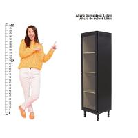 Cristaleira Estante Para Livros Ditália 1 Porta Vidro E-963 Cor:preto Preto