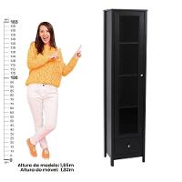 Cristaleira Ditália 1 Porta De Vidro 1 Gaveta E-962 Preto - 3