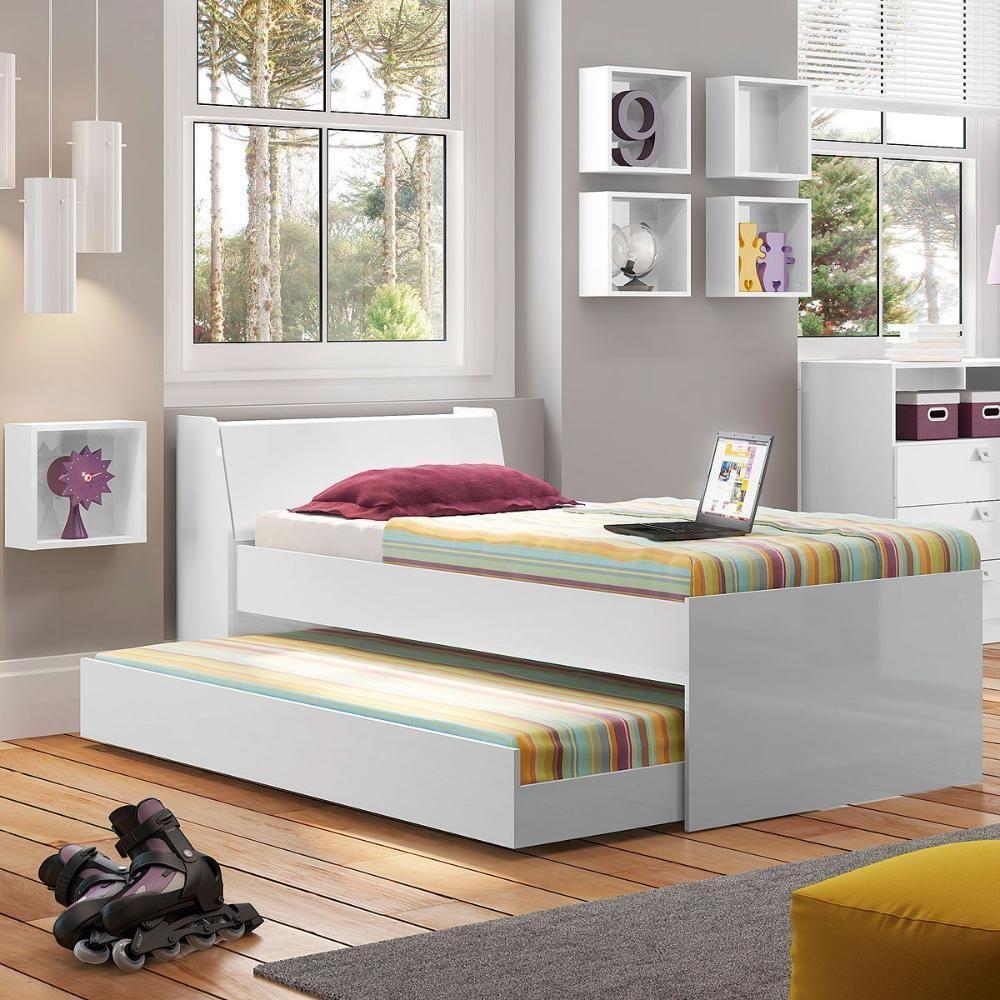 Cama Solteiro Bicama Com 2 Colchões Ditália Bb-28 Branco - 1