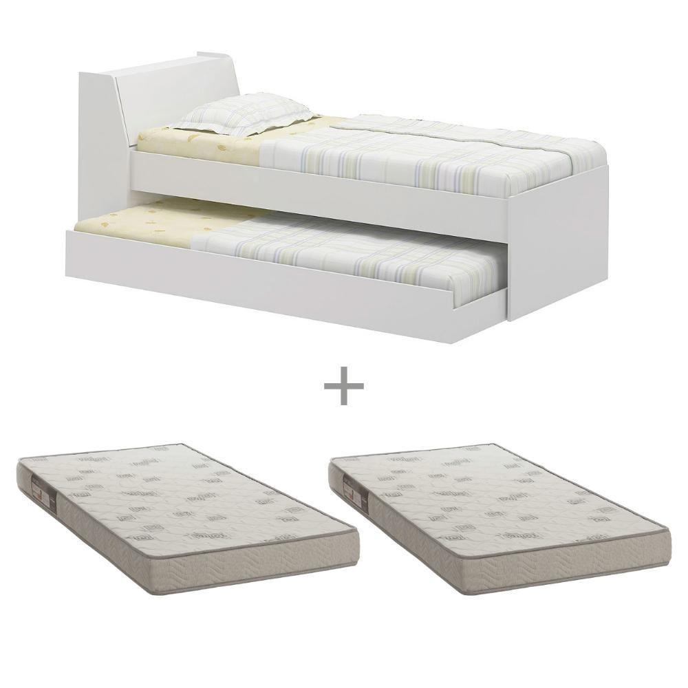 Cama Solteiro Bicama Com 2 Colchões Ditália Bb-28 Branco - 2