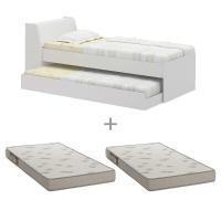 Cama Solteiro Bicama Com 2 Colchões Ditália Bb-28 Branco - 2