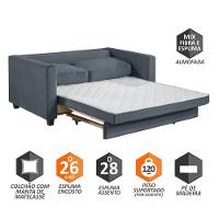 Sofá Cama Marcelle 2 Lugares 150 Casal Veludo Paris Pés De Madeira Talento Móveis Grafite Com Castanho - 10