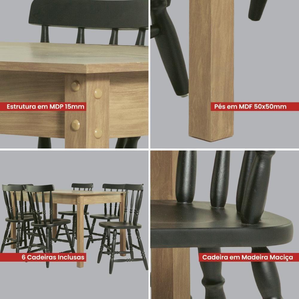 Mesa De Jantar Ditália Com 6 Cadeiras Ja-225 Cor:diamond Diamond - 3