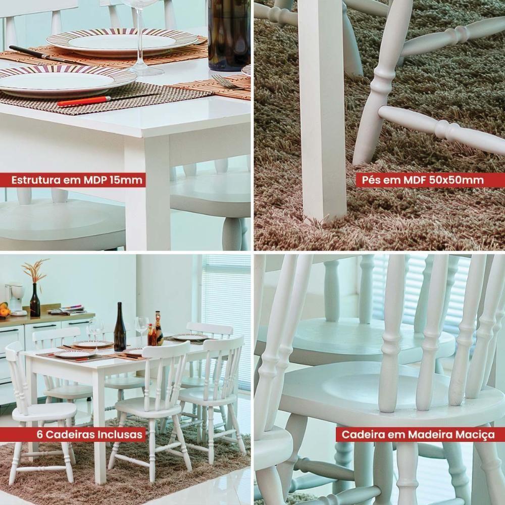 Mesa De Jantar Ditália Com 6 Cadeiras Ja-225 Cor:branco Branco - 8