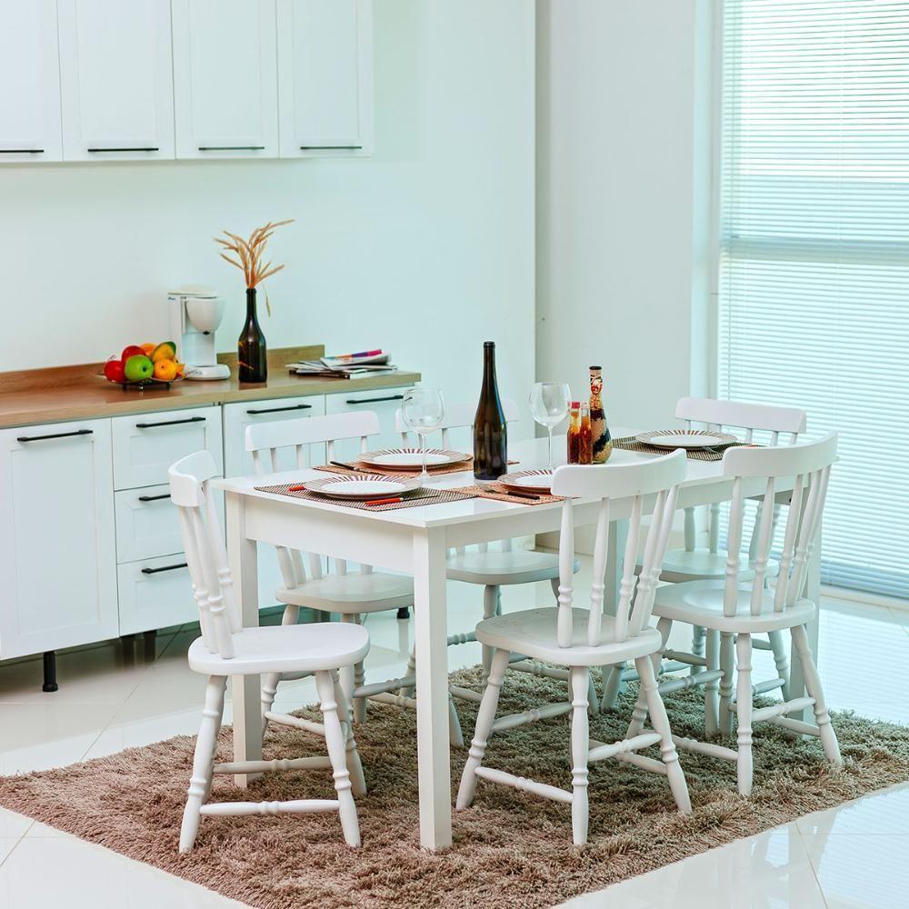 Mesa De Jantar Ditália Com 6 Cadeiras Ja-225 Cor:branco Branco - 10