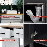 Gabinete Armário Banheiro Ditália 2 Gav 2 Pts Com Cuba Bn-03 Cor:cinza Cinza