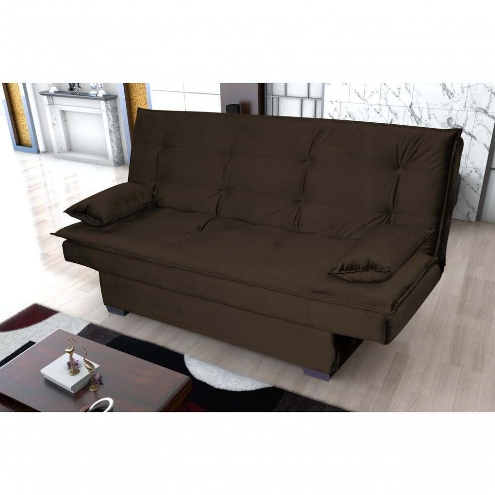 Sofá Cama Casal Reclinável Esmeralda - Veludo Marrom Escuro - 3