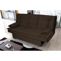 Sofá Cama Casal Reclinável Esmeralda - Veludo Marrom Escuro - 3