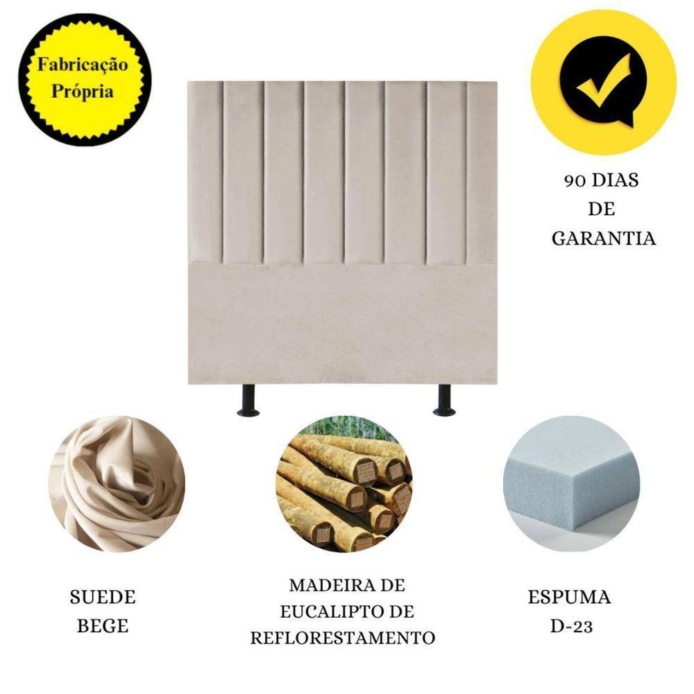 Cabeceira Estofada Cama Box Solteiro 100 Cm Laura Suede Bege - 4