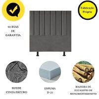 Cabeceira Estofada Cama Box Solteiro 90 Cm Laura Suede Cinza Escuro