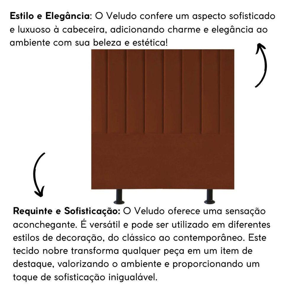 Cabeceira Estofada Cama Casal 140 Cm Luna Veludo E Frame Terracota - 5