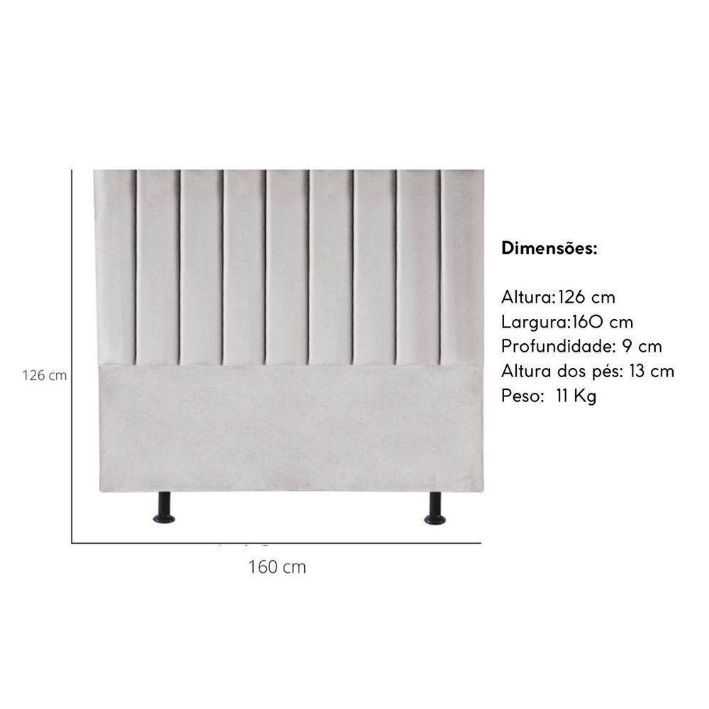 Cabeceira Estofada Cama Casal Queen Size 160 Cm Maria Linho Cinza Claro - 3