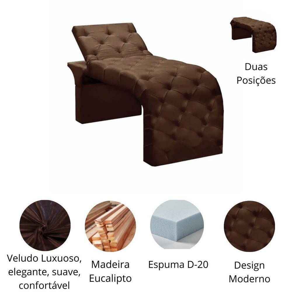 Maca Estofada Estética Cílios Regulável Spa Veludo Eloísa Marrom - 4