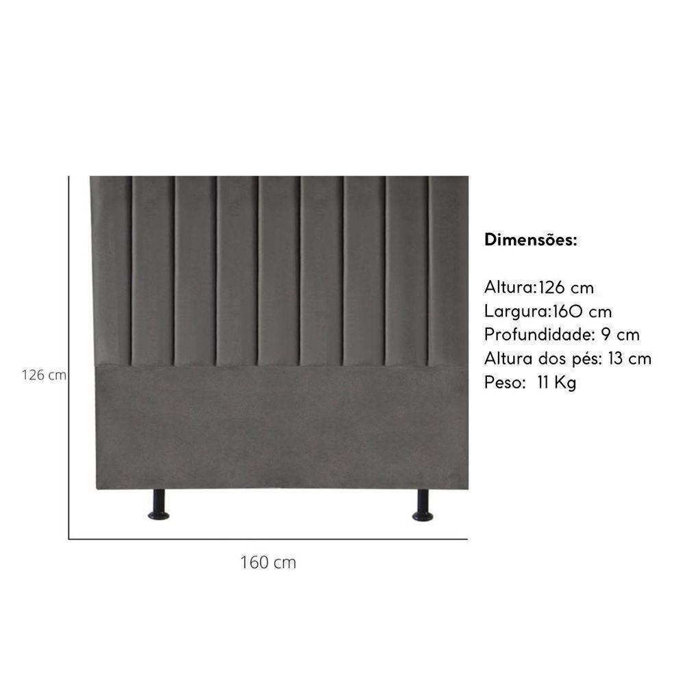 Cabeceira Estofada Cama Casal Queen Size 160 Cm Maria Linho Cinza - 3