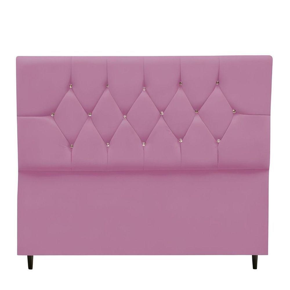 Cabeceira Estofada Cama Box Solteiro 90 Cm Suede Ayla Rosa - 1