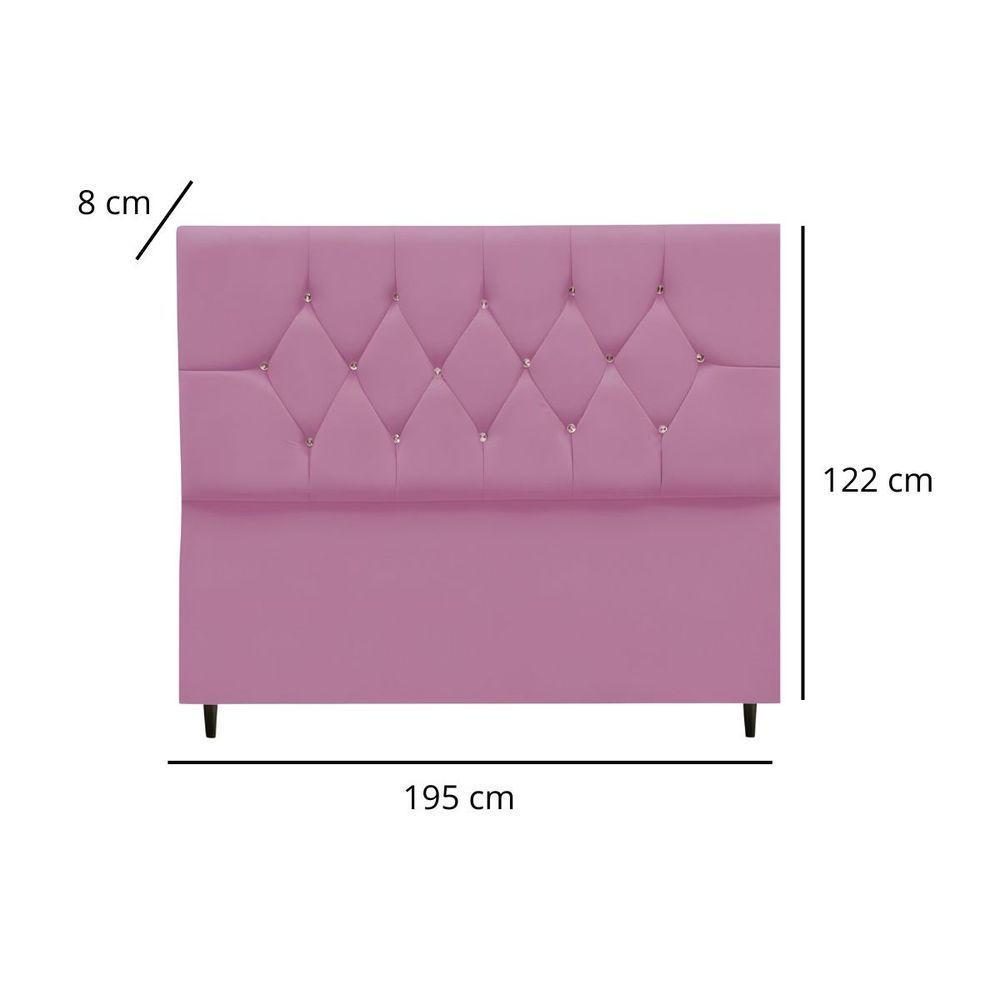 Cabeceira Para Cama Box Estofada King 195 Cm Suede Isabela Rosa - 3