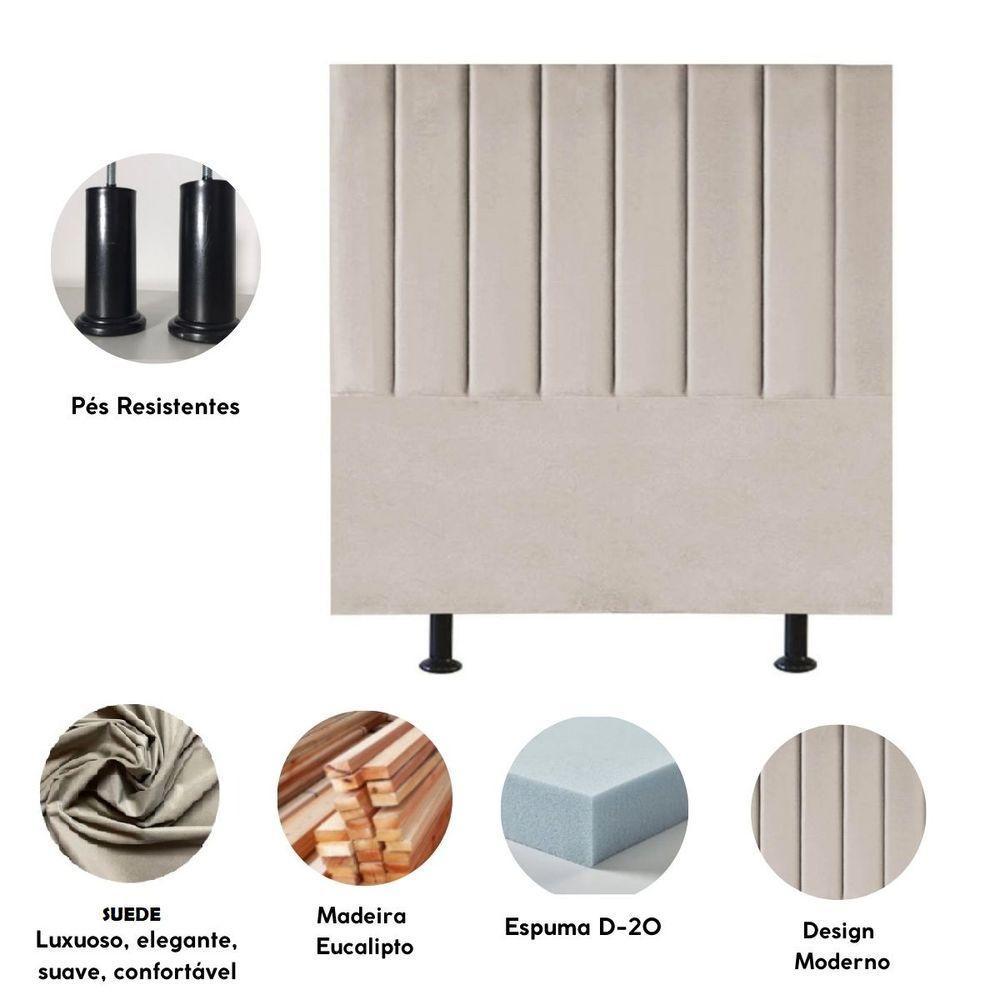Cabeceira Estofada Cama Casal 140 Cm Luana Suede E Frame Bege - 4