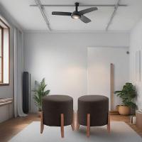 Kit 2 Puff Decorativo Para Sala Redondo Luxo Dallas Veludo Marrom - 1