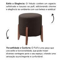 Kit 2 Puff Decorativo Para Sala Redondo Luxo Dallas Veludo Marrom - 5