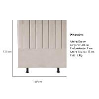Cabeceira Estofada Cama Casal 140 Cm Luna Veludo E Frame Bege - 3